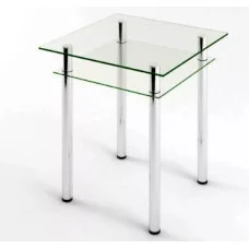 Glass dining table D-01-2 with tempered glass and chrome legs